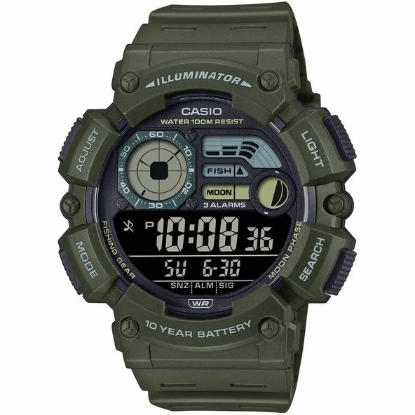 Casio WS-1500H-3BVDF Quartz Dijital Silikon Yeşil 10 ATM 50 mm Erkek Kol Saati ürün görseli 1