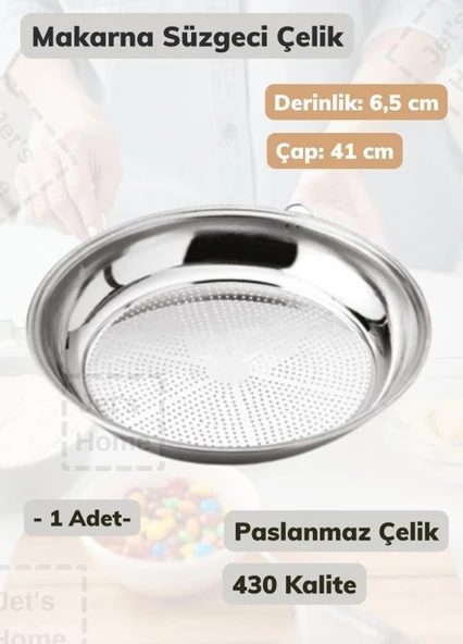 Makarna Süzgeci 41 cm Paslanmaz Çelik Süzgeç İnce ürün görseli 1