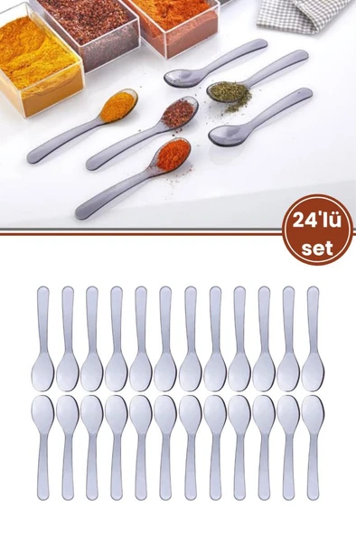 Flora 24’lü Baharat Kaşığı Seti Plastik, Tuz Şeker Karabiber Kakao Kahve Kekik Kaşığı 24’lü Set ürün görseli 1