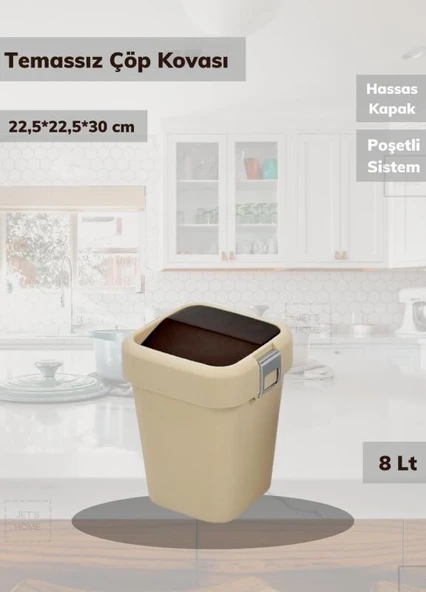 Çöp Kovası Tezgah Üstü Çöp Kutusu Küçük Bej 8 Litre ürün görseli 1