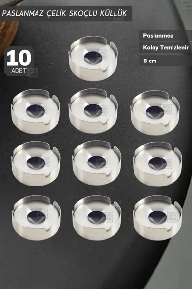 10’lu Set Skoçlu Küllük 8 cm Paslanmaz Çelik Kül Tablası Sigara Küllüğü ürün görseli 1