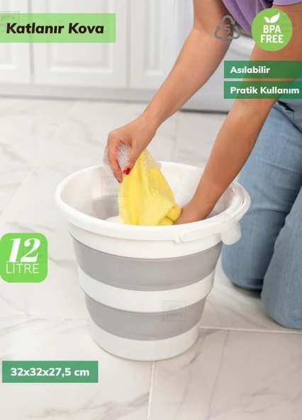 Kova Katlanır Su Kovası Silikon Kova Katlanabilir Bebek Kovası Bpa Free ürün görseli 1