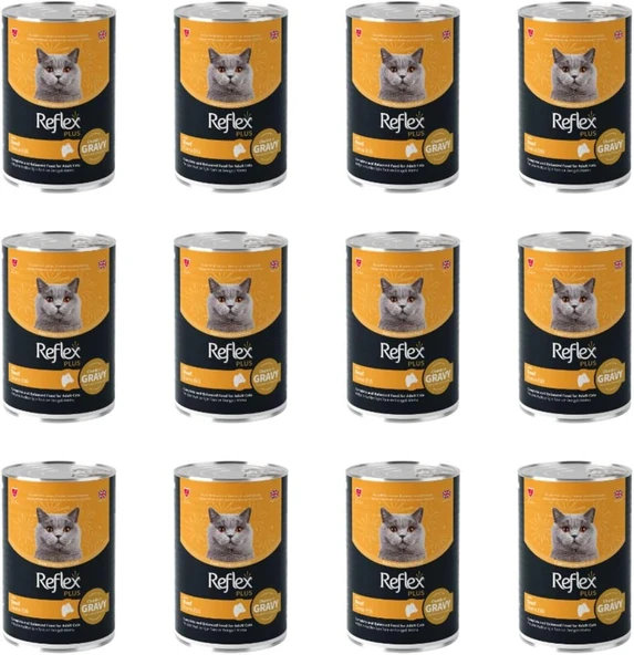Reflex Plus GRAVY Sos İçinde Et Parçacıklı Dana Etli Yetişkin Kedi Konservesi 400 Gr (12 Adet) ürün görseli 1