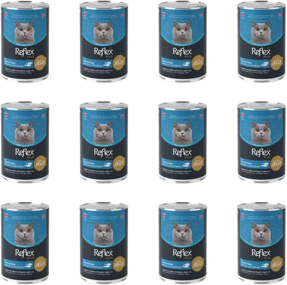 Reflex Plus JELLY Jöle İçinde Et Parçacıklı Alabalıklı ve Ton Balıklı Yetişkin Kedi Konservesi 400 Gr (12 Adet) ürün görseli 1