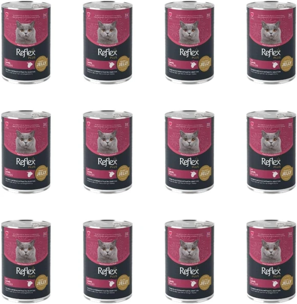 Reflex Plus JELLY Jöle İçinde Et Parçacıklı Kuzu Etli Yetişkin Kedi Konservesi 400 Gr (12 Adet) ürün görseli 1