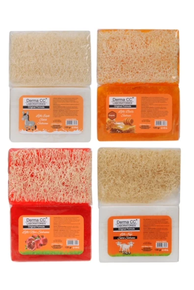 Doğal Kabak Lifli EL YAPIMI Sabun 120g X 4 - KEÇİ SÜTLÜ+EŞEK SÜTLÜ+NARLI+BALLI ürün görseli 1