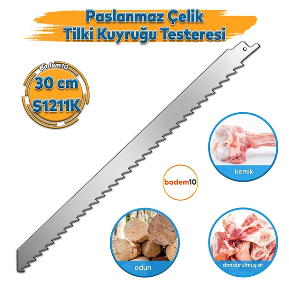 Tilki Kuyruğu Kurban Et Kemik Kesme Testeresi Paslanmaz Çelik Bıçak Buz Kesme Bıçağı Ağzı Ucu 30 cm ürün görseli 1