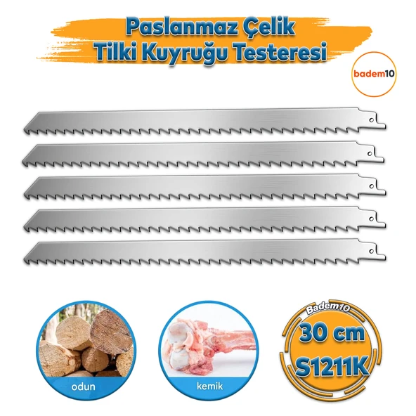 Tilki Kuyruğu Kurban Et Kemik Kesme Testeresi 5 Adet Çelik Bıçak Buz Kesme Bıçağı Ağzı Ucu 30 cm ürün görseli 1