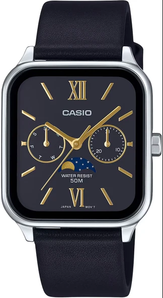 Casio MTP-M305L-1A2VDF Quartz Deri Siyah Sun&Moon 34 mm Erkek Kol Saati ürün görseli 1