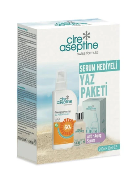 Cire Aseptine Güneş Koruyucu 50 SPF 200 ml + Anti-Aging Serum 30 ml Kutu ürün görseli 1