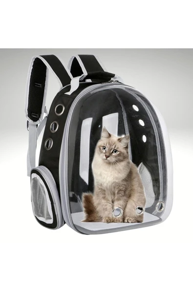 HEPBİMODA Şeffaf Astronot Kapsül Kedi Köpek Seyahat Yolculuk Fermuarlı Hava Alan Taşınabilir Sırt Çantası ürün görseli 1
