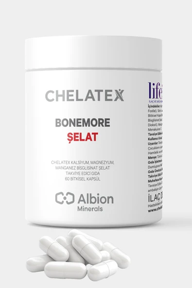 Chelatex Bonemore Kalsiyum Magnezyum İçeren Edici Gıda 60 Bitkisel Kapsül ürün görseli 1