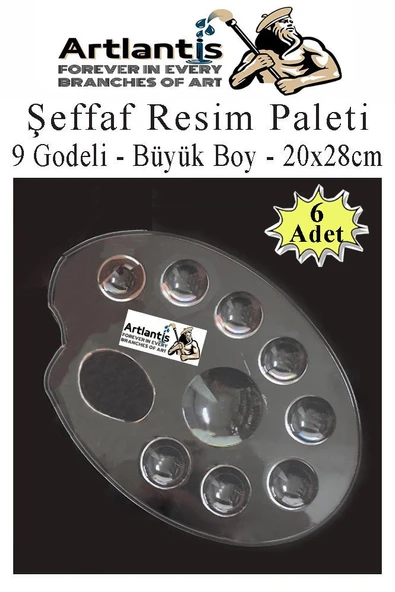 Şeffaf Resim Paleti Plastik 6 Adet Godeli Ressam Paleti Boyama Paleti Akrilik Boya Guaj Boya Suluboya ürün görseli 1