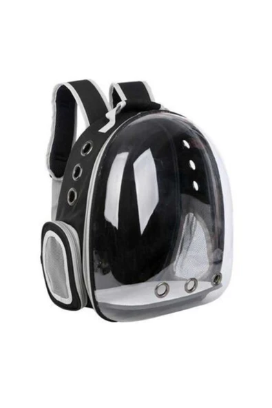 Petzanya Şeffaf Astronot Kedi Köpek Taşıma Çantası Siyah 42 x 22 x 33 cm ürün görseli 1