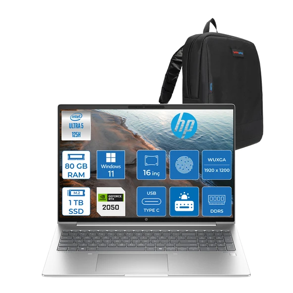 Hp Probook 460 G11 Intel Core Ultra 5 125H Ddr5 80GB 1tb SSD Rtx™ 2050 4gb 16" Wuxga IPS Windows 11 Pro Taşınabilir Bilgisayar 9Y7B7ETP27 + Zetta Çanta ürün görseli 1