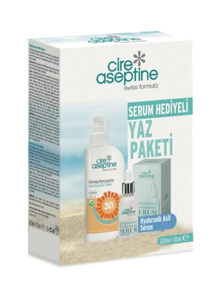 Cire Aseptine Güneş Koruyucu 30 SPF 200 ml + Hyaluronik Asit Serum 30 ml Kutu ürün görseli 1