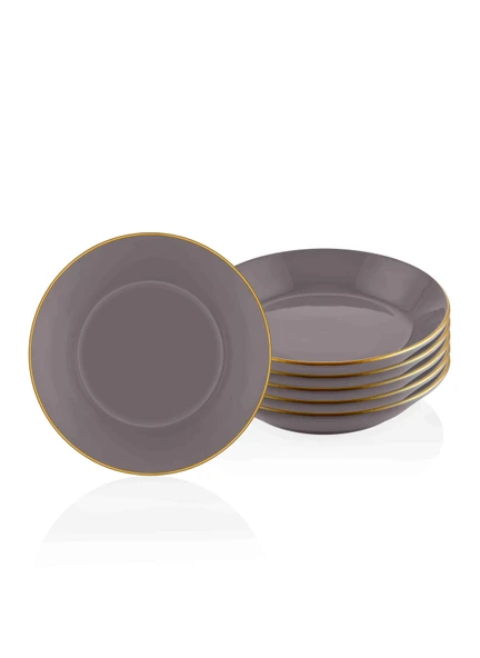 The Mia Basic Yemek Tabağı 6 Lı Set Gri - 20cm ürün görseli 1