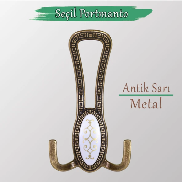 Seçil Antik Sarı Metal Portmanto Vestiyer Duvar Dolap Elbise Mobilya Kapı Askısı Askılığı Askılık ürün görseli 1