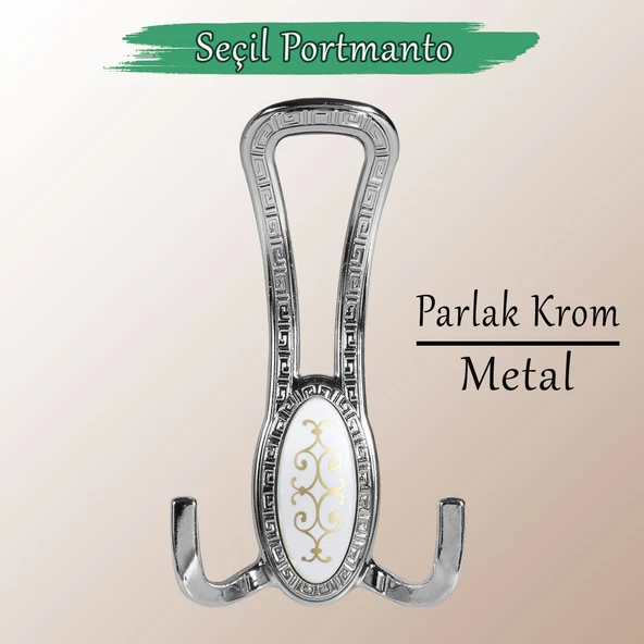 Seçil Krom Metal Portmanto Vestiyer Duvar Dolap Elbise Mobilya Kapı Askısı Askılığı Askılık ürün görseli 1