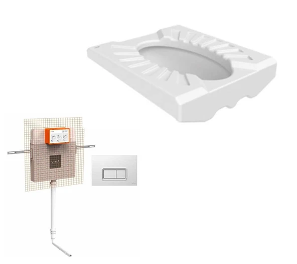 Creavit Omega Çevre Yıkamalı Hela Taşı + VitrA Gömme Rezervuar Set ürün görseli 1
