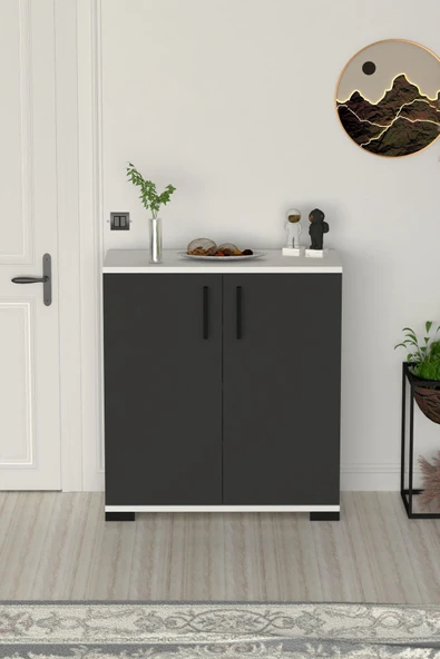 Athena Çok Amaçlı 2 Kapaklı ,Kahve Köşesi,Mutfak,Banyo, Kiler Dolabı Antrasit Gri ürün görseli 1
