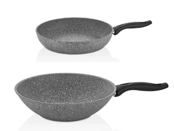 Falez Granit Kızartma Tavası 30 CM Ve 28 CM Wok Tavası ürün görseli 1