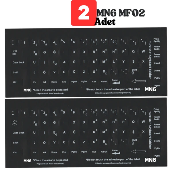 MN6 MF02 Türkçe F Klavye Etiketi/2 Adet/türkçe F Klavye Sticker-Laptop Pc uymlu Türkçe F klavye ürün görseli 1