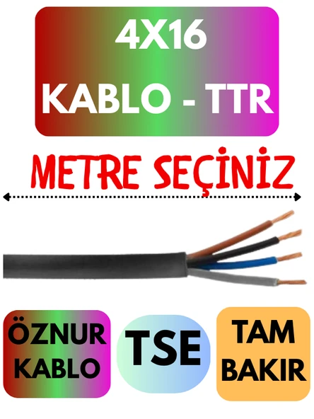 Öznur 4X16 TTR Kablo Metre Seçenekli (Siyah) ürün görseli 1