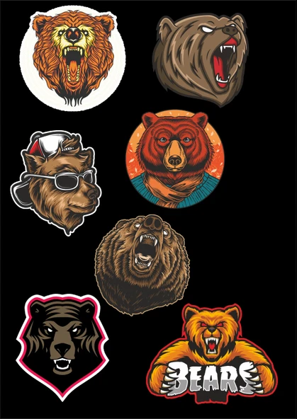 Ayı Sticker Set -1 7 Parça Telefon, Tablet, Defter, Laptop Sticker ürün görseli 1