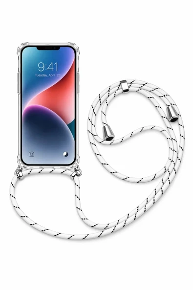 Samsung Galaxy A26 Boyun Askılı Şeffaf Tank Kılıf Siyah-Beyaz ürün görseli 1