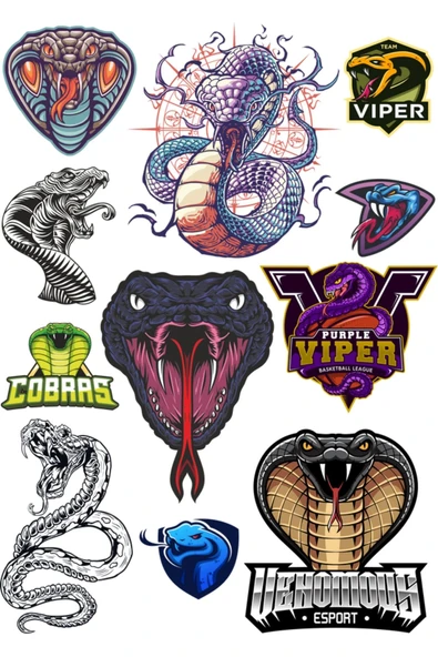 Yılan Sticker Set-1 11 Parça Telefon, Tablet, Defter, Laptop Sticker ürün görseli 1
