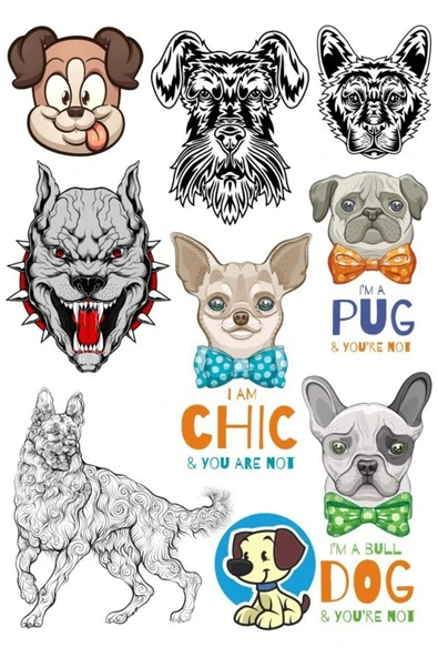 Köpek Pitbull Sticke Set-1 9 Parça Telefon, Tablet, Defter, Laptop Sticker ürün görseli 1