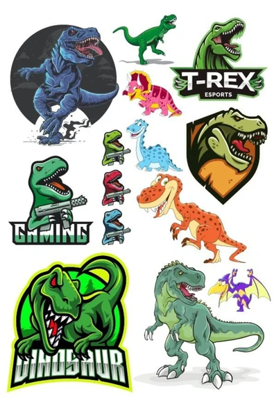 Dinazor Sticker Set-1 14 Parça Telefon, Tablet, Defter, Laptop Sticker ürün görseli 1