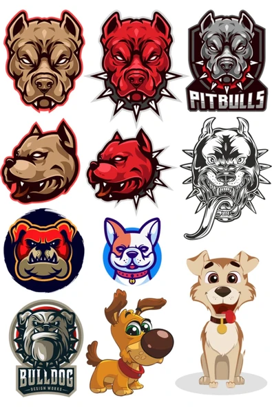Köpek Pitbull Sticke Set 11 Parça Telefon, Tablet, Defter, Laptop Sticker ürün görseli 1