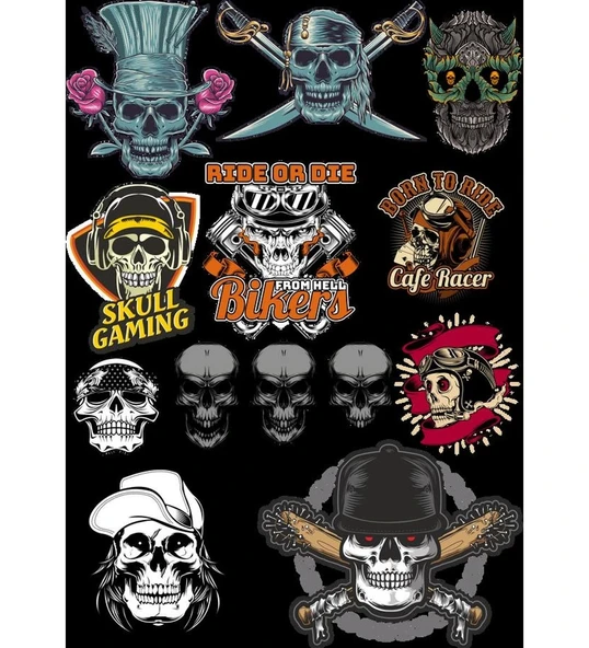 İskelet Sticker Set-3 13 Parça Telefon, Tablet, Defter, Laptop Sticker ürün görseli 1