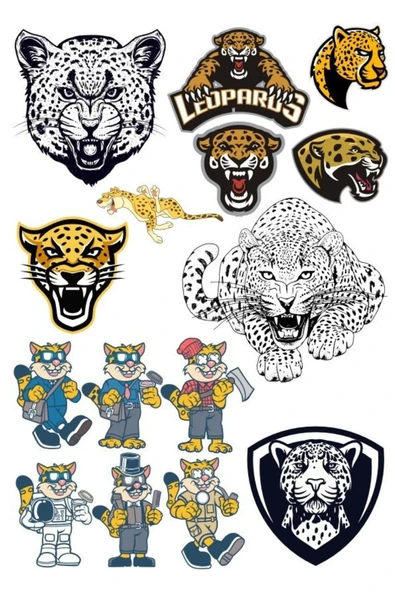 Leopar Sticker Set -2 15 Parça Telefon, Tablet, Defter, Laptop Sticker ürün görseli 1