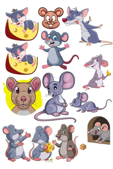 Fare Sticker Set-1 15 Parça Telefon, Tablet, Defter, Laptop Sticker ürün görseli 1