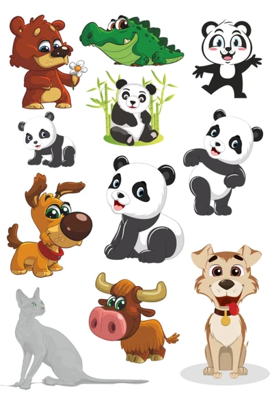 Sevimi Hayvanlar Sticker Set -2 11 Parça Telefon, Tablet, Defter, Laptop Sticker ürün görseli 1