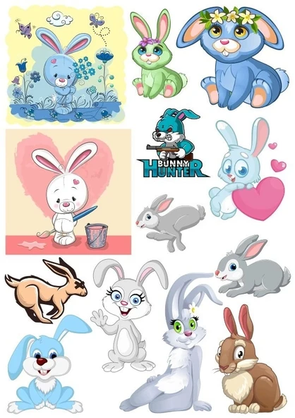 Tavşan Sticker Set-2 20 Parça Telefon, Tablet, Defter, Laptop Sticker ürün görseli 1