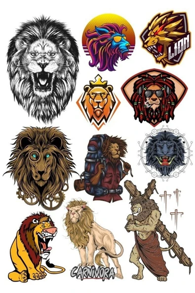 Aslan Sticker Set -5 12 Parça Telefon, Tablet, Defter, Laptop Sticker ürün görseli 1