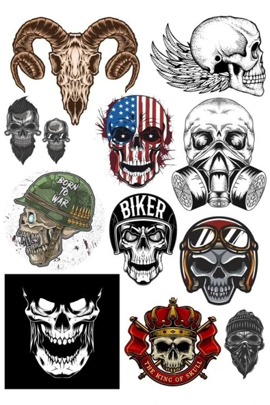 Kuru Kafalar Sticker Set-1 14 Parça Telefon, Tablet, Defter, Laptop Sticker ürün görseli 1