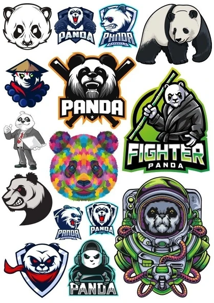 Panda Sticker Set-5 19 Parça Telefon, Tablet, Defter, Laptop Sticker ürün görseli 1