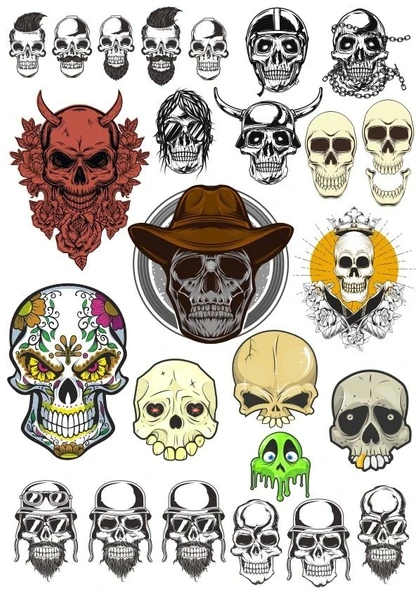 İskelet Şeytan Sticker Set 15 Parça Telefon, Tablet, Defter, Laptop Sticker ürün görseli 1
