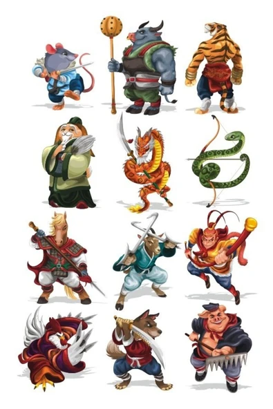 Savaşçı Hayvanlar Sticker Set 12 Parça Telefon, Tablet, Defter, Laptop Sticker ürün görseli 1