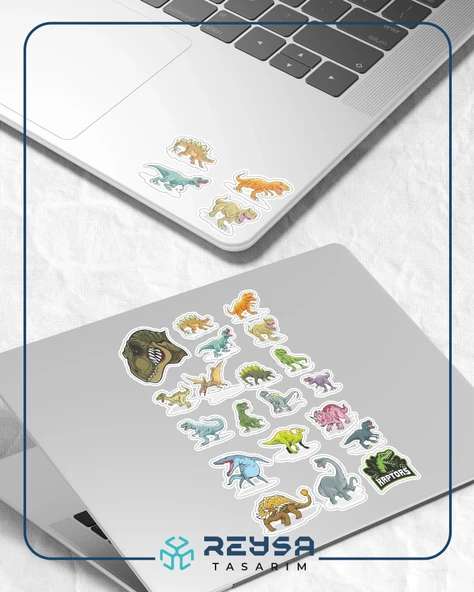 Dinazor Sticker Set-2 15 Parça Telefon, Tablet, Defter, Laptop Sticker - Resim 3