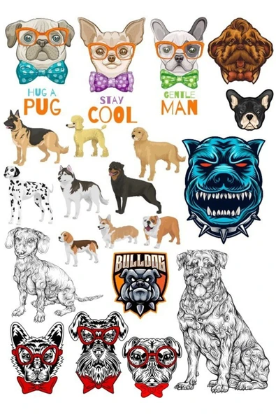 Köpekler Stikcer Set 15 Parça Telefon, Tablet, Defter, Laptop Sticker ürün görseli 1