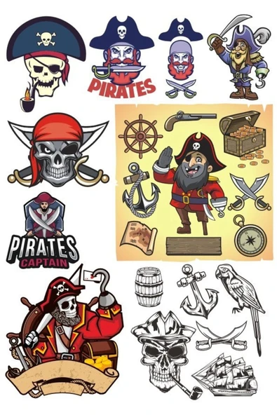 Korsan Kuru Kafa Sticker Set 15 Parça Telefon, Tablet, Defter, Laptop Sticker ürün görseli 1