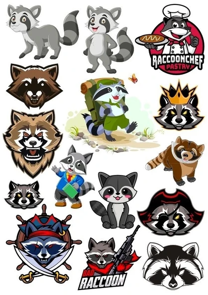 Racun Sticker Set-2 15 Parça Telefon, Tablet, Defter, Laptop Sticker ürün görseli 1
