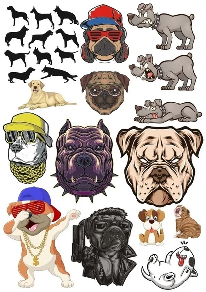 Köpekler Sticker Set-5 16 Parça Telefon, Tablet, Defter, Laptop Sticker ürün görseli 1