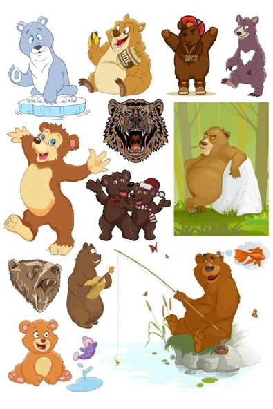 Ayı Sticker Set-4 13 Parça Telefon, Tablet, Defter, Laptop Sticker ürün görseli 1